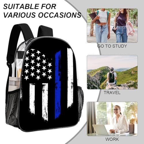 Backpack Lightweight Anti-Theft Multipurpose American Thin Blue Line Flag Police Love Heart Black Shoulder Bag Large Capacity Travel Hiking Backpack With Padded Straps - color: Pattern 203