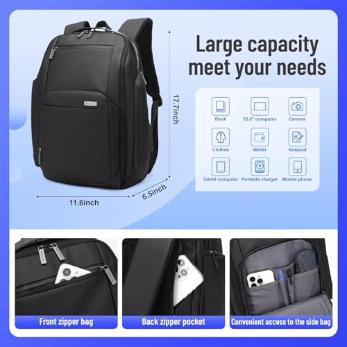 40L Laptop Backpack, Carry-On Weekender Bag with USB Port & TSA Lock, 17.3 Inch Business Travel Backpack for Men, Expandable Overnight Bag with Large Capacity & Flight Approved Design - color: 20174-black