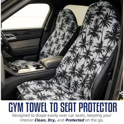 CHEEKY WINX Hooded Microfiber Gym Towel – Highly Absorbent Car Seat Towel with Carry Bag – Double-Sided Sweat Towel, Reversible, Quick Dry & Sand-Resistant Fabric, Palm Trees, 130 x 60cm - color: Palm Trees