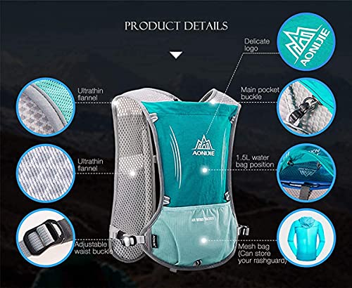 5L Lightweight Running Backpack Outdoor Sports Trail Racing Marathon Hiking Fitness Bag Hydration Vest Pack - color: Black +1.5L Water Bladder