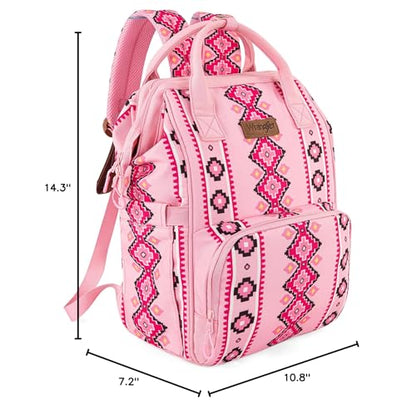 Montana West Wrangler Diaper Bag Backpack Aztec Callie Bag Travel Backpack Purses Western Multi-Function Baby Bags for Mom - color: 3pcs Pink