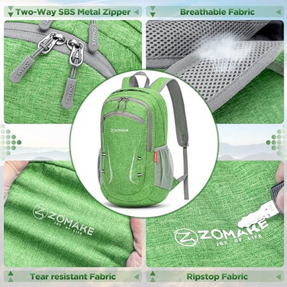 ZOMAKE Ultra Lightweight Packable Backpack 20L,Small Foldable Backpacks Hiking Water Resistant Collapsible Daypack for Women Men(Dark Green) - color: Dark Green, size: 20L