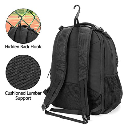 DSLEAF Tennis Backpack for 2 Rackets, Tennis Bag with Separate Ventilated Shoe Space for Tennis/Pickleball/Badminton/Squash Racquet and Accessories - color: Black