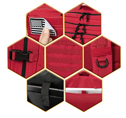 QT&QY 45L Military Tactical Backpacks Molle Army Assault Pack 3 Day Bug Out Bag Hiking Treeking Rucksack… - color: 3.4 Red