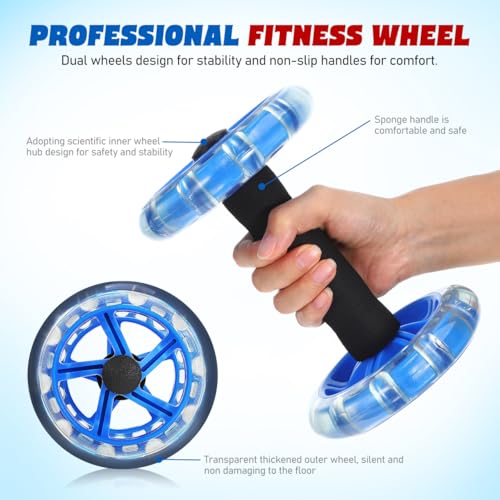 Toddmomy Ab Wheel Roller For Core Workout, Ab Roller Fitness Exercise Wheel Devices Abdominal Trainer for Men Women Core Strength Training Home Gym Fitness Equipment