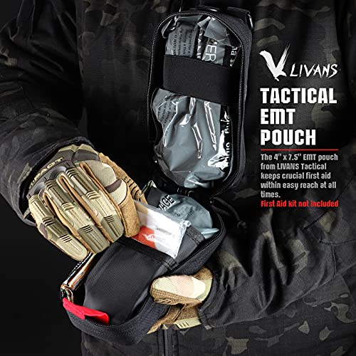 Tactical MOLLE Medical Pouch, Rip-Away EMT First Aid Pouch IFAK Trauma Kit Everyday Carry Survival Bag Include Cross Patch - color: Black New