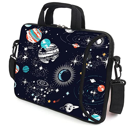 AMARY 15.4" 15.6" laptop sleeve adjustable shoulder strap with handle accessory pocket for men women (Galaxy-1) - color: Galaxy-1