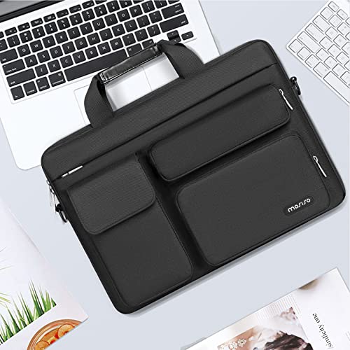 MOSISO Laptop Shoulder Bag 14 inch, 14 inch Computer Bag Compatible with HP Lenovo Dell ASUS Acer, HP Stream, Dell Latitude with 2 Raised&1 Flapover&1 Horizontal Pocket&Handle&Belt, Black - color: Black, size: 14 inch