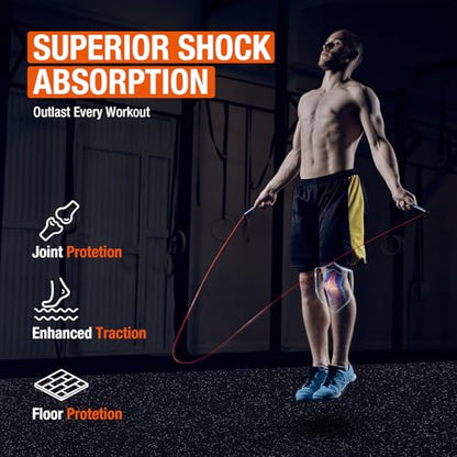 FAHKNS Gym Mat, 0.79'' Extra-Thick Exercise Equipment Mats, 12 Pcs 48 Sq Ft Rubber Top Floor Tiles, EVA Foam Exercise Mat Tiles - Durable, Non-Slip, Interlocking Mat, Gym Flooring for Home Gym - size: 0.79 Inches