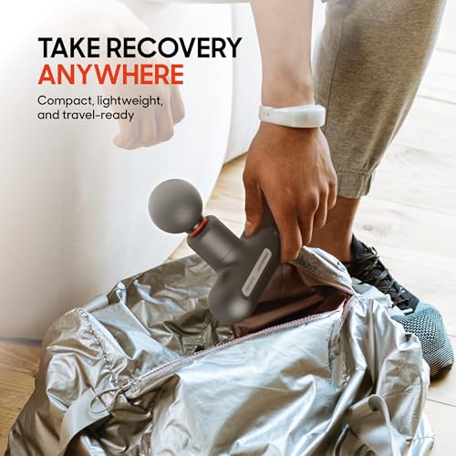 Sharper Image Powerboost Move Aero [New 2026 Version] Mini Deep Tissue Percussion Massage Gun| Muscle Recovery & Pain Relief Massage Tool| Full Body Back & Shoulder Massager| Travel Gift for Men Women - color: Gunmetal Grey