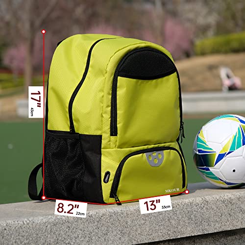 Mkour Soccer Bag - Football Basketball Volleyball Backpack with Ball Compartment and Holder - color: Spring green
