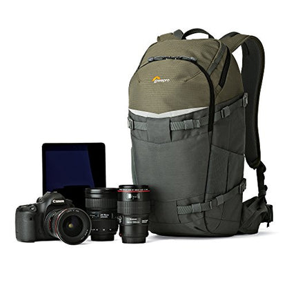 Lowepro LP37015-PWW, Flipside Trek BP 350 AW Backpack for Camera, Stores DSLR with Lens Attached, Extra Lenses, Tripod, 10 Inch Tablet Grey/Dark Green - size: BP 350