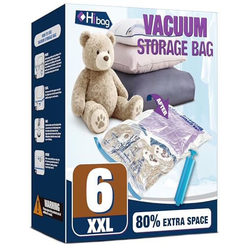 XXL Jumbo 47''X35'' Vacuum Storage Space Bags Extra Large for Blanket Bedding Comforters with Hand Pump (6 Pack) - size: 6-XXL