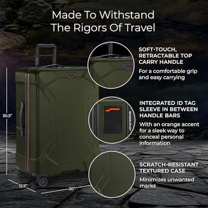 Briggs & Riley 30 Inch Large Checked Luggage - Extra Capacity Hard Shell Heavy Duty Travel Suitcase 360 Spinner Wheels - TSA Lock - Integrated Garment Compartment - Torq Collection - Hunter Green - color: Hunter, size: 30"