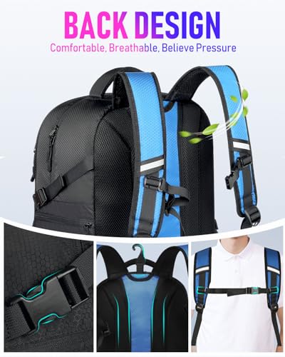 LOINTET Basketball Bag Backpack with Ball Holder Shoes Compartment, Large Basketball Accessories Sports Bag - color: Blue