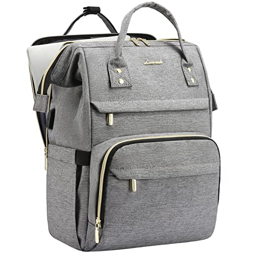 LOVEVOOK 17.3 Inch Laptop Backpack, Large Travel Backpack for Women, Water Resistant Teacher Backpack with Laptop Compartment, Professional Business Work bags with Charger, Austere Grey - color: Austere Grey, size: 17 inch-Separate Laptop Compartment