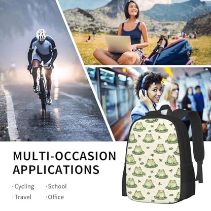 Casual Travel Rucksack Cute Frog Animal, Self-Standing, Mesh Side Pockets, for Cycling & Weekends - color: Design (408)