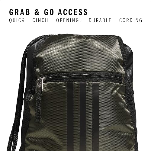 adidas Alliance Sackpack – Drawstring Backpack for Sports, Small Gym Bag, Olive Strata Green/Black/Silver Metallic/2, OSFA - color: Olive Strata Green/Black/Silver Metallic/2