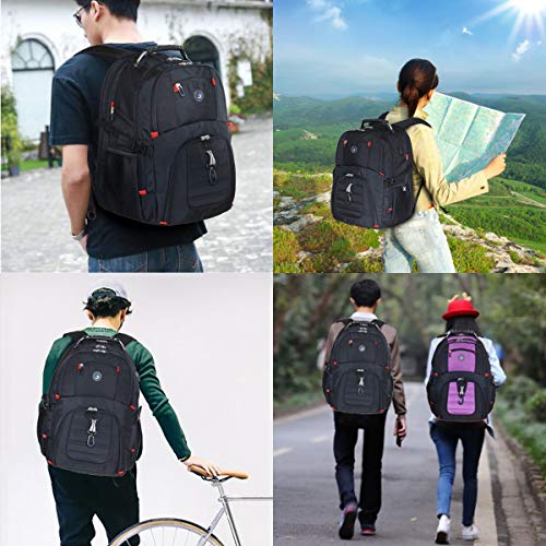 SHRRADOO Extra Large 50L Travel Laptop Backpack with combination lock, College Backpack Airline Approved Business Work Bag Fit 17 Inch Laptops for Men Women,Black - color: Black