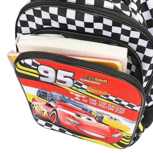 Bioworld Pixar Cars Lightning McQueen 95 16" Rolling Travel Backpack - color: Black, Red & White