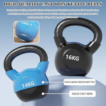 Kettlebell Weights for Women Men's Fitness Training Kettle Bells, Home Solid Cast Iron Kettle Ball, Press/Swing/Row, Shaping Equipment(Blue-14kg) - color: Blue-14kg
