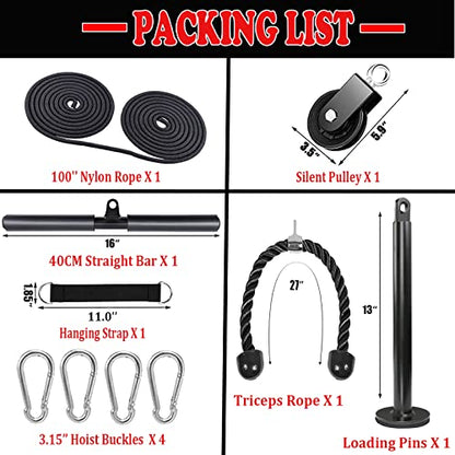 Taeku LAT Pulley System for Home Gym – Strength Training Fitness Equipment Cable Machine for Triceps, Biceps, Back & Shoulder Workouts - color: Nylon