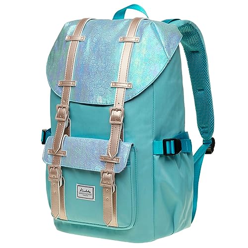 KAUKKO Laptop Outdoor Backpack Traveling Daypack Hiking Rucksack Large Capacity Bag Fits 15.6"(5-14-Fairy bluegreen-NEW) - color: 5-14-fairy Bluegreen-new