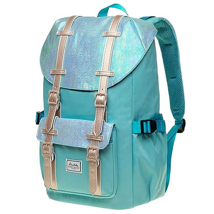 KAUKKO Laptop Outdoor Backpack Traveling Daypack Hiking Rucksack Large Capacity Bag Fits 15.6"(5-14-Fairy bluegreen-NEW) - color: 5-14-fairy Bluegreen-new