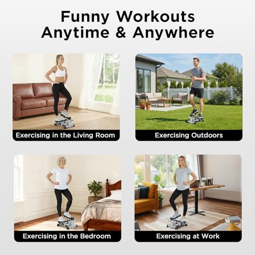 Efitment Mini Stepper for Exercise at Home, Twist Stair Stepper with Resistance Bands, LCD Monitor, Compact Cardio Step Machine for Full Body Workout - style: Stepper Only