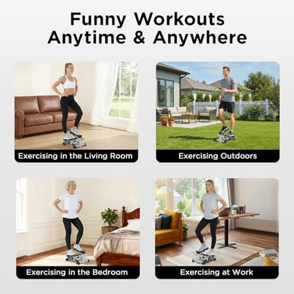 Efitment Mini Stepper for Exercise at Home, Twist Stair Stepper with Resistance Bands, LCD Monitor, Compact Cardio Step Machine for Full Body Workout - style: Stepper Only