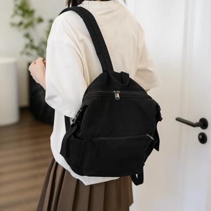 MaxxCloud Canvas Backpack-Adjustable Shoulder Straps,Unisex Mini Laptop Backpack for Work&Travel,Casual Daypack (Black) - color: Black