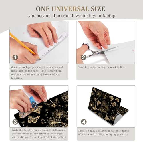 ArtSo Laptop Skin Sticker Decal,16.5 17 17.3inch Laptop Netbook PC Notebook Universal Vinyl Reusable Skin Sticker Cover Personalized Art Case Protector, Golden Butterfly - color: Golden Butterfly