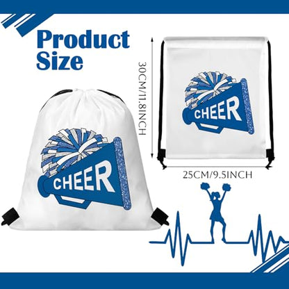 Kacctyen 24 Pcs Cheer Drawstring Backpack Cheer Team Gift Cheerleader Drawstring Gym String Bag Sports Party Favor(Blue) - color: Blue