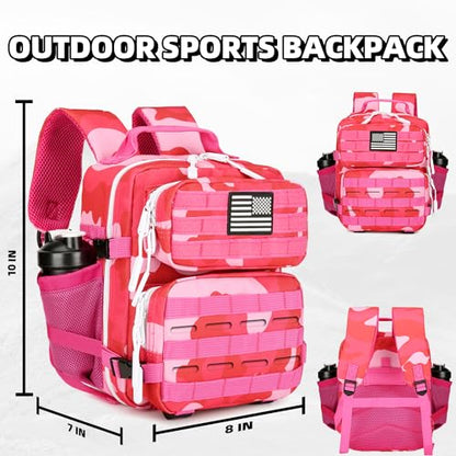 9L Mini Tactical Backpack for Men and Women Tactical Backpack Small for Hiking Small Tactical Bag Fitness Pack - color: Rose Red Cp