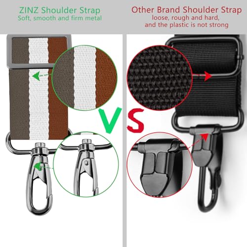 ZINZ 79 inch Shoulder Strap, Extra-thick Fixed Cushion Pad and Dual Clasps Universal Replacement Strap with Metal Swivel Hooks for Laptop Bags, Luggage Bags, Camera, Crossbody(Stripes-BrWGy) - color: Stripes-brwgy