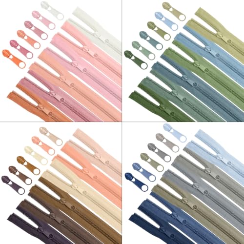 Syhood 24 Colors Zipper Repair Kit, #5 Nylon Coil Sewing Zippers Sewing Supplies Zipper Tape Zippers by the Yard with 96 Pcs Zip Pulls Sliders Purse Hardware for Bags Making (24yard,Blue and Pink) - color: Blue and Pink