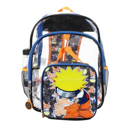 Bioworld Naruto 5-Piece Backpack & Lunchbox Set With Water Bottle - color: 5-pc Naruto Clear, size: 16 Inches