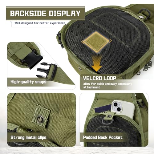 Tactical Backpack for Men, Waterproof Military Sport Bag Pack Crossbody Sling Backpack Tactical Bag for Every Day Carry, Green - color: Green
