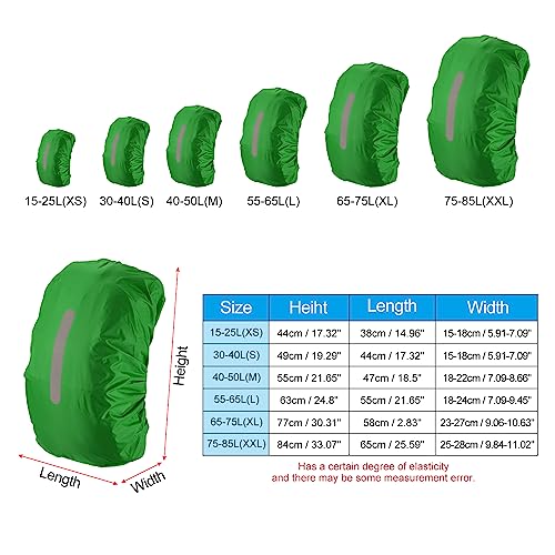 PATIKIL Waterproof Backpack Rain Cover, Non-Slip Backpack Cover with Vertical Reflective Strap Stay Dry for Hiking, Camping, Hunting - color: Light Green, size: X-Small