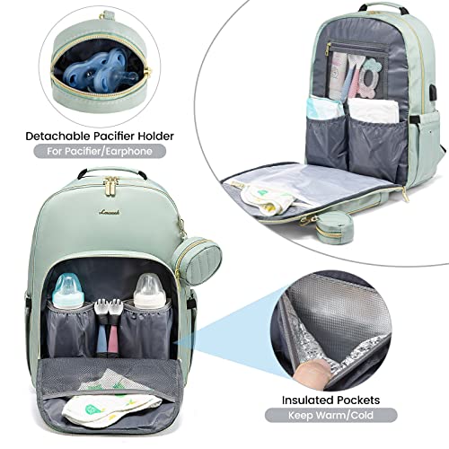 LOVEVOOK Diaper Bag Backpack, Quilted Baby Bag with Changing Pad & Pacifier Holder, Waterproof Travel Diaper Bags for Baby Boys Girls, Stylish and Large Capacity, Mint Green - color: Mint Green
