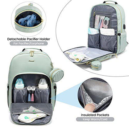 LOVEVOOK Diaper Bag Backpack, Quilted Baby Bag with Changing Pad & Pacifier Holder, Waterproof Travel Diaper Bags for Baby Boys Girls, Stylish and Large Capacity, Mint Green - color: Mint Green