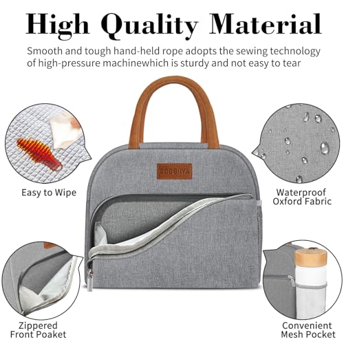 Coobiiya Lunch Bag Lunch Box for Women Men,Small Leak-proof Cute Lunch Tote Large Capacity Reusable Insulated Cooler Lunch Container for Work/Office/Picnic/Beach，Grey - color: Gray