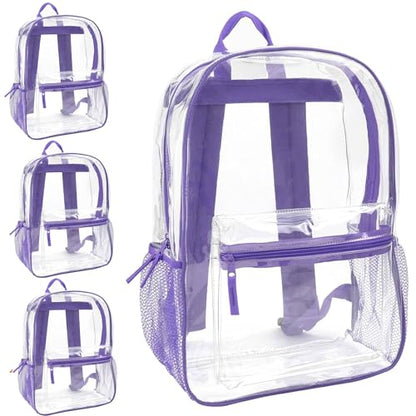 Trail maker Bulk Clear Backpacks Wholesale for School 24 Pack Clear Backpacks for Boys, Girls, School, Stadium, Travel (Purple Pack) - color: Purple Pack