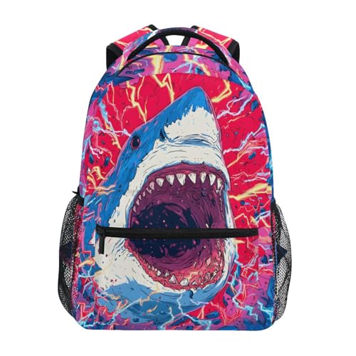 susiyo Cartoon Shark School Backpack Bookbag Lightweight College Back Pack Travel Camping Casual Daypack for Teens Girls Boys Women Men - color: Cartoon Shark