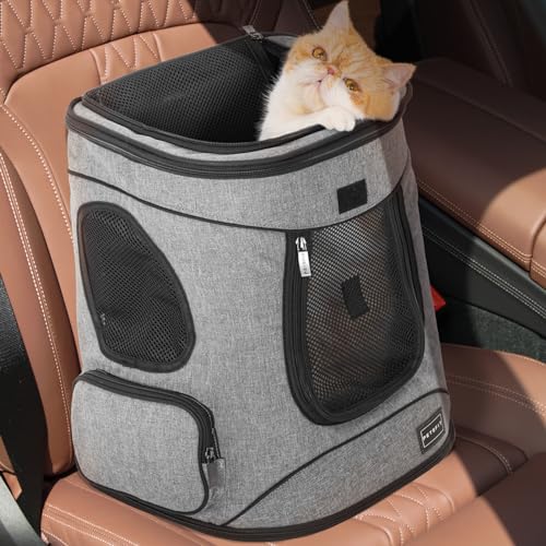 Petsfit Pet Backpack Carrier with Upgrade Waist Cushion Design to Better Fit the Waist, Suitable for Small and Medium Cats, and Rabbits up to 18 Pounds - color: Gray