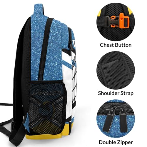 Blue Volleyball Print School Backpack Laptop Bag for Man Woman Gift - color: Muilti 1