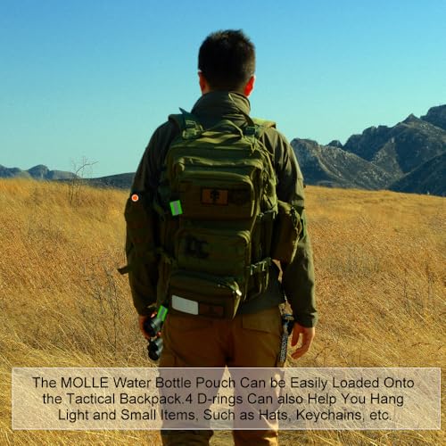 Upgraded Tactical Drawstring Molle Water Bottle Holder Tactical Pouches - color: Molle Water Bottle Pouch-Black-1Pack