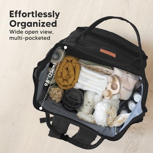 KeaBabies Baby Diaper Bag Backpack - Large Baby Bag for Boys, Girls, Waterproof Multi Function Travel Diaper Backpack with Changing Pad, Durable Travel Essentials for Moms and Dads (Trendy Black) - color: Trendy Black