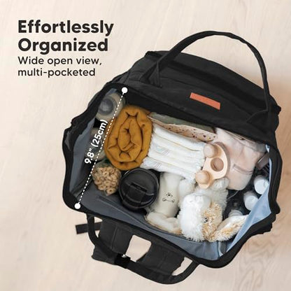 KeaBabies Baby Diaper Bag Backpack - Large Baby Bag for Boys, Girls, Waterproof Multi Function Travel Diaper Backpack with Changing Pad, Durable Travel Essentials for Moms and Dads (Trendy Black) - color: Trendy Black