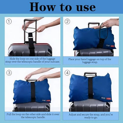 8PCS Multi Use Strong Adjustable Luggage Connector Straps, Add a Bag Easy to Travel Suitcase Elastic Strap Belt for Secure Stacking, Hands-Free Travel & Bag Attachment (Black & Rainbow) - color: 4black +4 colorful